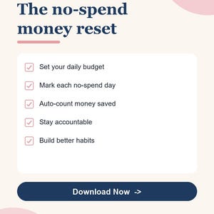 No Spend Challenge Tracker Spreadsheet, 30 Day Money Reset and Savings Challenge for Google Sheets & Excel, Frugal Living Planner image 4