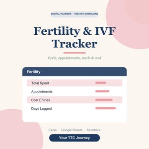 IVF & Fertility Tracker Tabelle, TTC Zyklus und Kosten Planer für Google Sheets Bild 1