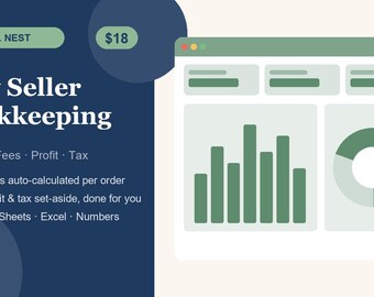 Etsy Seller Bookkeeping Kalkylblad, Vinst- och Avgiftsspårare för Google Sheets