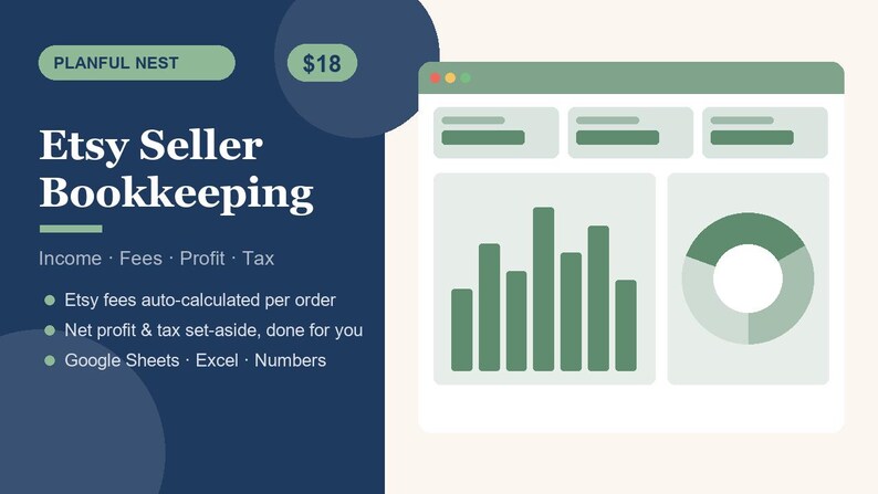 Etsy Seller Bookkeeping Spreadsheet, Profit & Fee Tracker for Google Sheets image 1