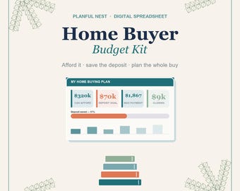 Kit para compradores de vivienda por primera vez, calculadora de asequibilidad de vivienda e hipoteca, registro de pago inicial y gastos de cierre, Google Sheets y Excel