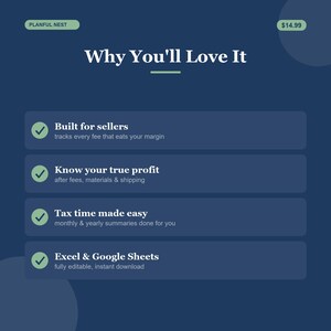 Etsy Seller Bookkeeping Spreadsheet, Profit & Fee Tracker for Google Sheets image 4