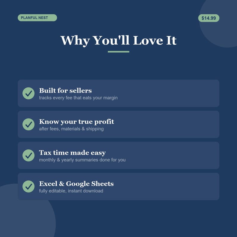 Etsy Seller Bookkeeping Spreadsheet, Profit & Fee Tracker for Google Sheets image 4
