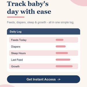 Baby Feeding and Sleep Tracker, Newborn Daily Log and Diaper Tracker, New Mom Baby Shower Gift for Google Sheets & Excel image 3
