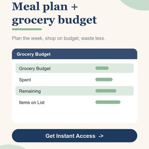 Planilha de Planejamento de Refeições e Orçamento de Compras, Planejamento Semanal e Lista de Compras imagem 2