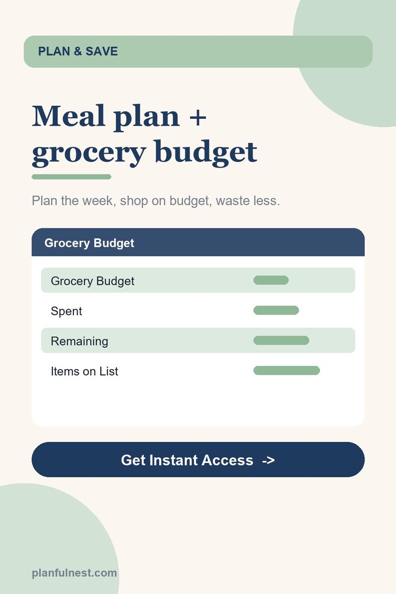 Planilha de Planejamento de Refeições e Orçamento de Compras, Planejamento Semanal e Lista de Compras imagem 2