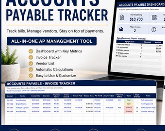 Foglio di calcolo per il monitoraggio dei conti fornitori / Gestione dei pagamenti, dei fornitori e dashboard / Excel e Fogli Google