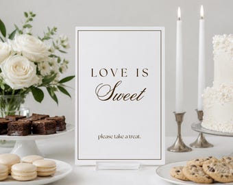 El amor es un dulce postre (Cartel de boda) / Por favor, tome un dulce (Cartel de boda)