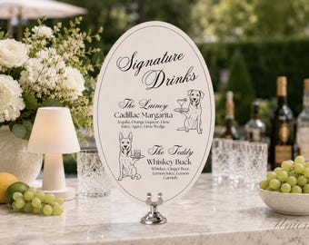 Menú de bebidas personalizadas para mascotas / Cartel personalizado de cócteles exclusivos para perros