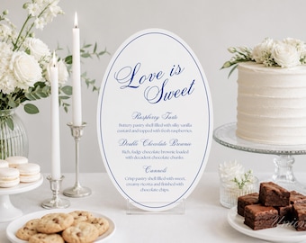 Letrero personalizado "El amor es dulce" para bodas / Barra de postres personalizada, menú de dulces (descarga digital)
