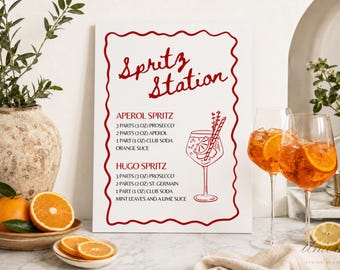 Plantilla de letrero para bar de Spritz italiano / Menú de bebidas para despedida de soltera (Descarga digital)