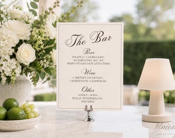 Letrero personalizado para menú de bar de boda / Menú de bebidas personalizado (descarga digital)