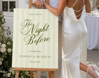 Cartel de bienvenida para la cena de ensayo de la boda / Póster de bienvenida a rayas para la boda (descarga digital)
