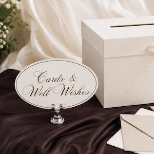 Wedding Cards & Well Wishes Sign | Ivory Script, Oval or Rectangle (Print or Digital Download)
