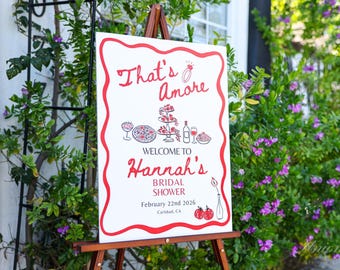 Plantilla de póster de bienvenida "That's Amore" / Letrero de bienvenida con temática italiana para despedida de soltera (descarga digital)