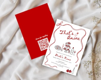 Plantilla de invitaciones That's Amore / Invitaciones para despedida de soltera con temática italiana (Descarga digital)