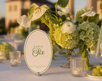 Elegant Oval Wedding Table Numbers | Minimalist, Modern, Old Money Table Markers