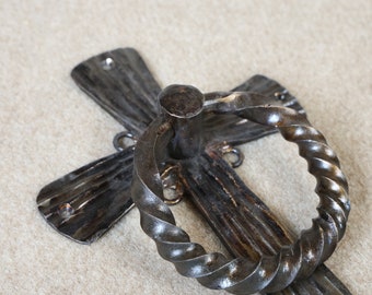 Forged Cross Door Handle inspired by Norwegian Stave church examples