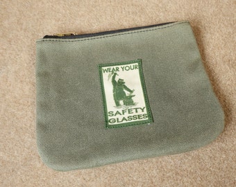 Black Bear Forge waxed canvas pouch "Wear Your Safety Glasses" limited edition