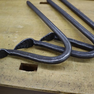 workbench holdfast with leaf finial, 3/4 or 1 hole. Hand forged by Black Bear Forge Phil Koontz style holdfast image 7