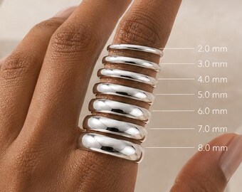 18k Solid White Gold Dome Wedding Band, 2MM-8MM Domed Ring For Men and Women, Classic Dome Comfort Fit Wedding Band, Personalized Engraving