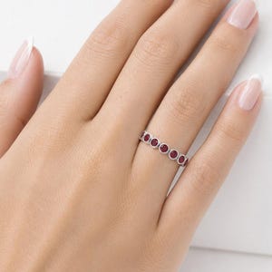 10k Bezel Ruby Band, Natural Ruby Ring, Ruby Wedding Band, Gold Ruby Stackable Ring, Ruby Eternity Band, July Birthstone Ring, Dainty Ring