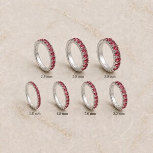 10k Ruby Wedding Band, Natural Ruby Ring, Ruby Eternity Band, Pave Ruby Band, Gold Ruby Stacking Ring, July Birthstone Ring, Dainty Ring
