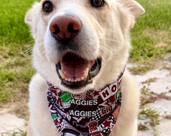 Reversible Texas A&M Fabric Dog Bandana for Medium/Large Dog