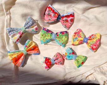 Quilted Fabric Clip-in Hair Bows