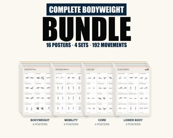 Complete Bodyweight Workout Collection, 16 Printable Exercise Posters