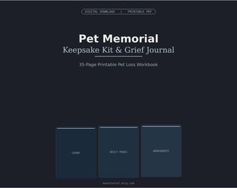 Pet Memorial Keepsake Kit & Grief Journal — 35-Page Printable Pet Loss Memory Book