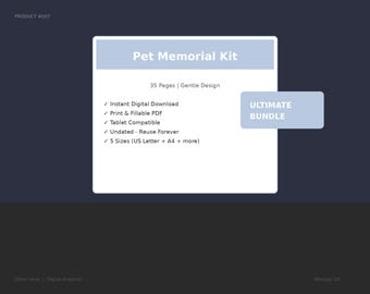 Kit de commémoration pour animaux de compagnie et journal de deuil — Livre de souvenirs imprimable de 35 pages pour la perte d'un animal de compagnie