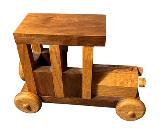 Vintage Wooden Toy Truck: Handcrafted Folk Art Decor (10" Long)