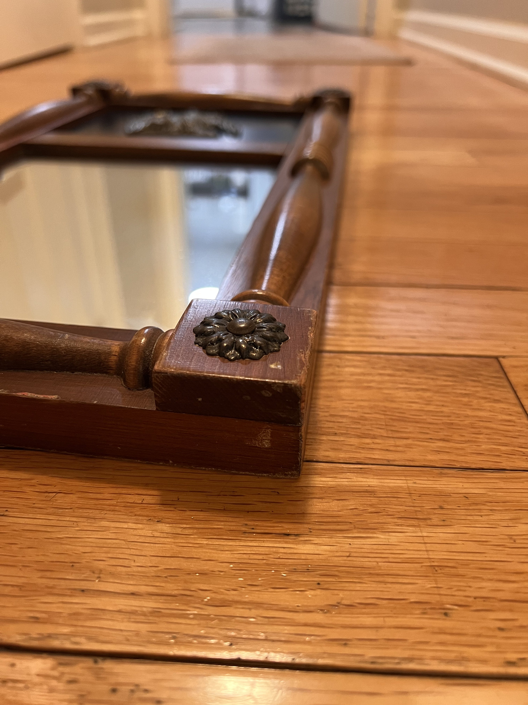 Vintage Wood Framed Mirror With Eagle Design, Federal Eagle Mirror