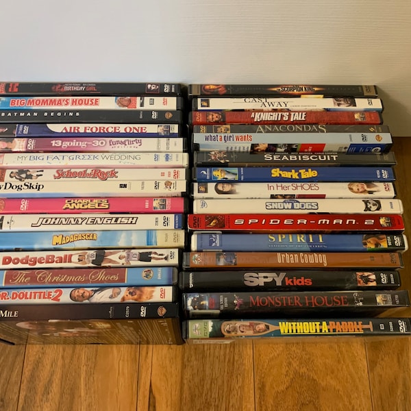 Vintage Movie DVD’s Air Force One, Batman Begins, Big Momma’s House, Birthday Girl, Urban Cowboy, Spirit Spiderman, see full list