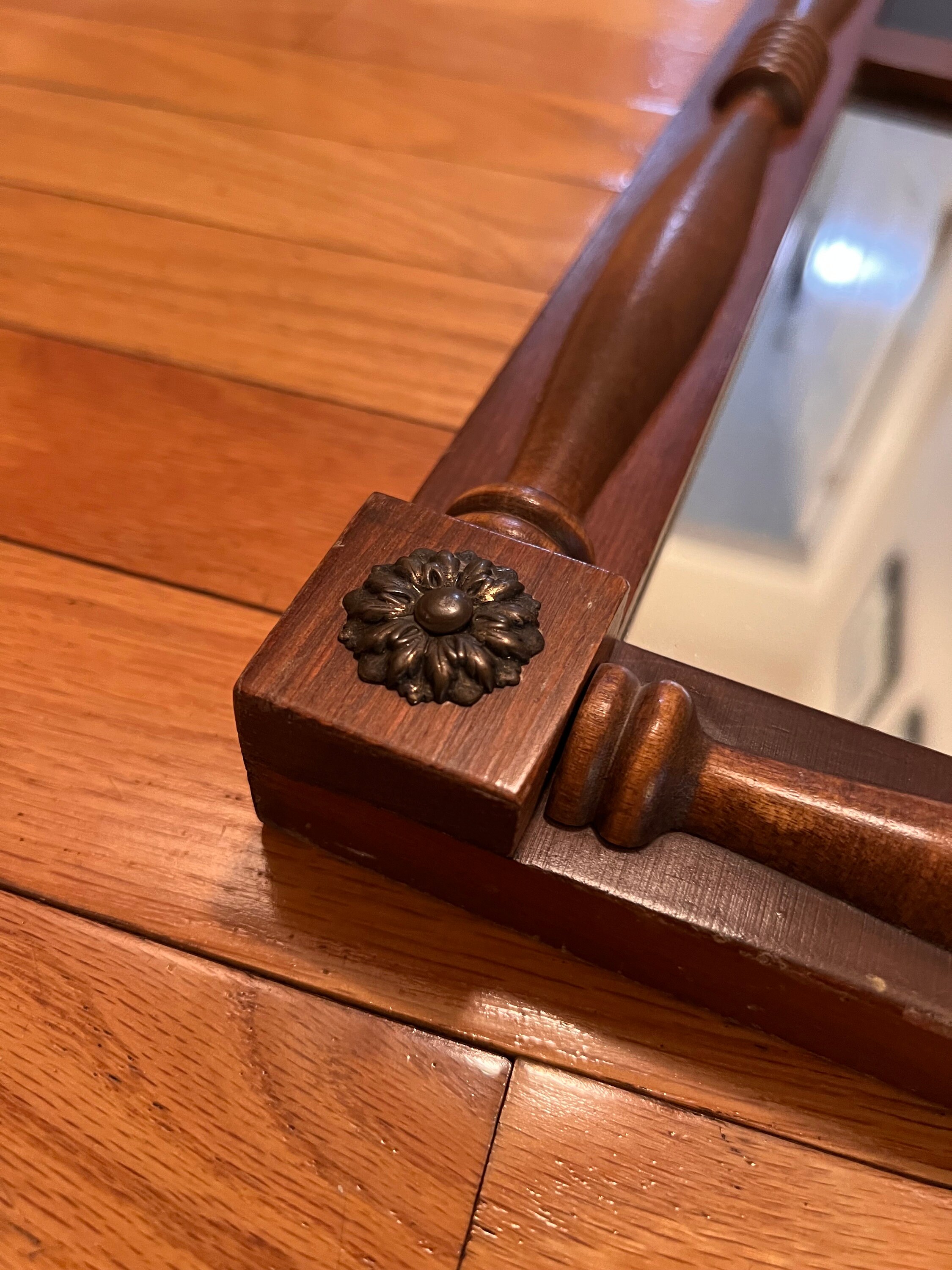 Vintage Wood Framed Mirror With Eagle Design, Federal Eagle Mirror