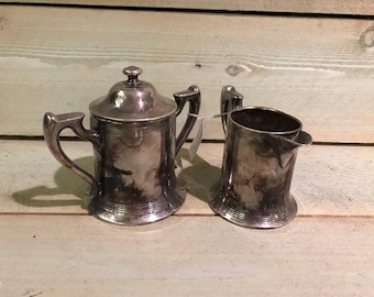 Antique Guaranteed Plate Silver Sugar and Creamer Set Vintage Wedding Rustic Wedding