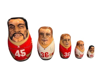 Vintage Archie Griffin and Chris Spielman Russian Nesting Dolls, Stacker Doll 2004