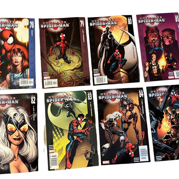 Ultimate Spiderman 2005 Issues 79 thru 85 Full Arc, Marvel Comics, Bendis, Bagley, Hanna, Dumped, Warriors Part 1 thru Part 7