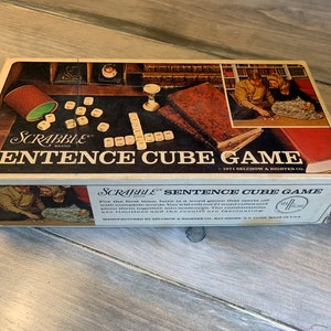 Vintage 1971 Sentence Cube Game Scrabble Game Retro Board Game Mid Century Game Board
