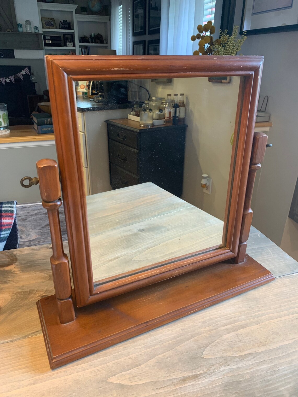 StunningVintage Wood Dresser Top Mirror Beautiful Shaving Etsy