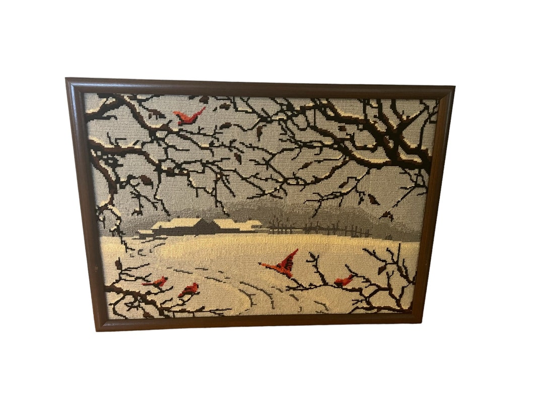 Vintage 1970s Framed Crewel Art Crewel Embroidery Wall Art Etsy