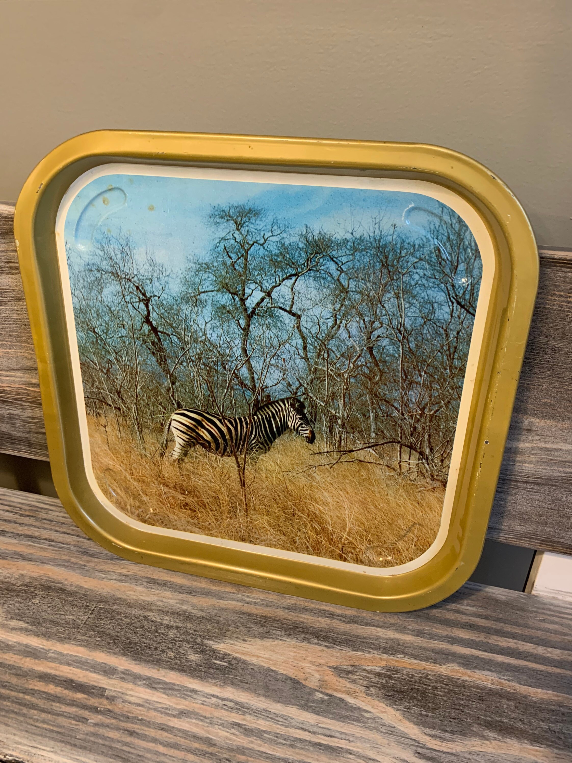 Vintage Zebra Tray Zebra Wall Hanging Made by Nevco Made in Etsy
