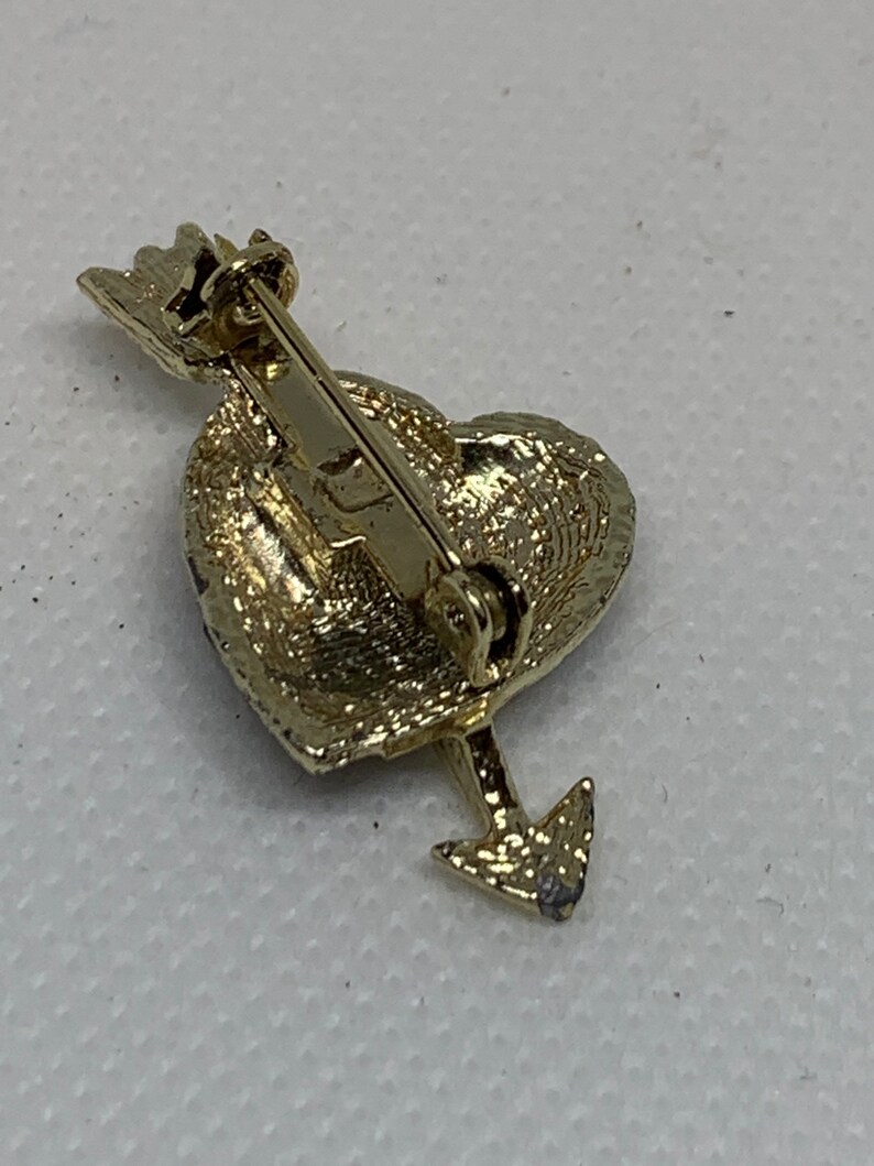 Vintage Sapphire Blue Rhinestone Heart with Arrow Pin Vintage Heart with Arrow Pin Valentine Sweetheart Rhinestones