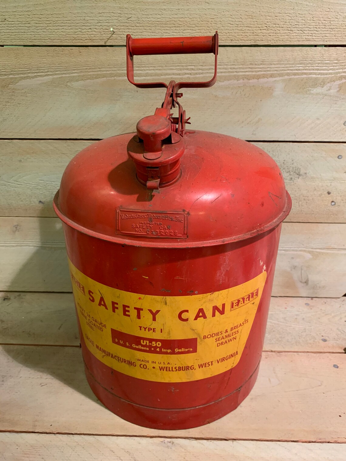 Vintage Eagle Safety Can 5 Gallon Gas Can U150 Eagle Manufacturing Co