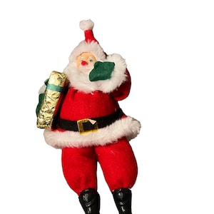 Vintage 1970&#39;s Santa Claus with hand painted face, Santa holding present