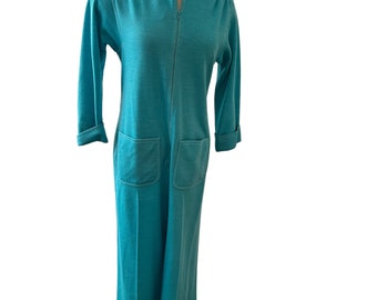 Vintage 1970's wide leg Jumpsuit by Keva made for Neiman Marcus Zip Up Jumpsuit 60's 70's teal/blue