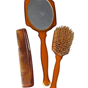 Vintage hand mirror, brush and comb set, vanity set, antique dressing table mirror, brush, and comb, dresser table set, Mother's Day Gift