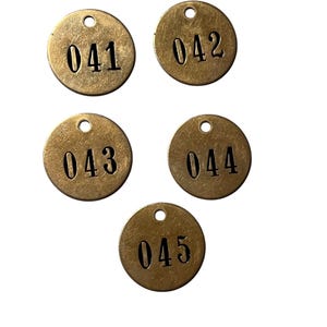 Vintage Brass Metal Number Tags, Round Brass Number Tags, Brass Cattle Tags
