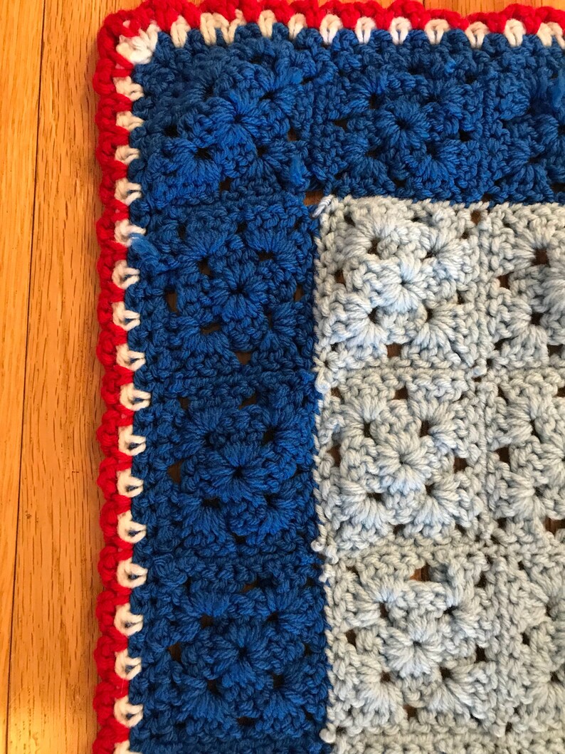 Vintage Retro Afghan Knitted Crochet Blanket Americana Bear Etsy